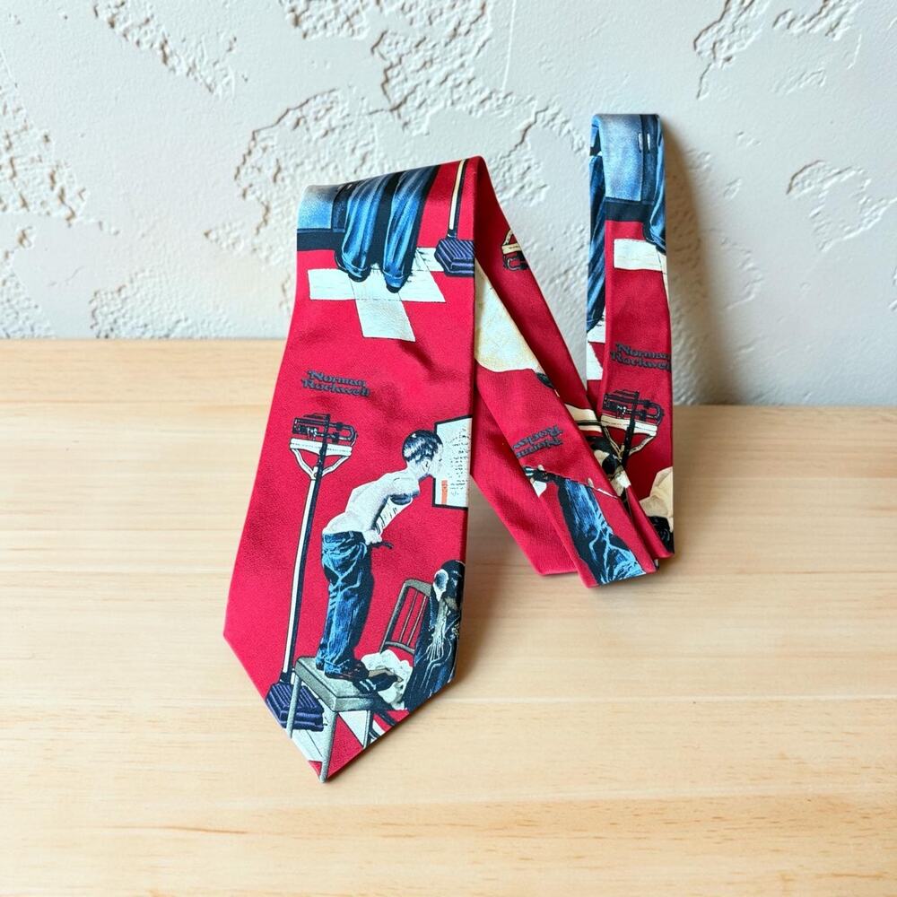 Vintage 1993 Norman Rockwell Saturday Evening Post Necktie - 100% Silk